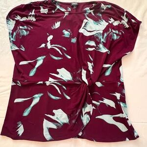 INC International Concepts Women's Burgundy and White Blouse